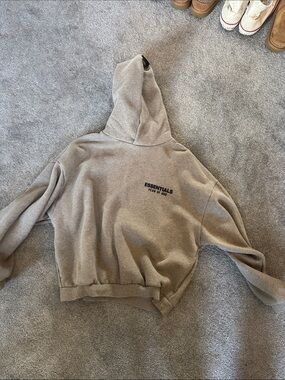ESSENTIALS mens Taupe/Beige Hoodie Sweater no pockets